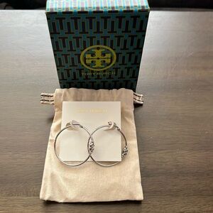 Silver Tory Burch hoop earrings